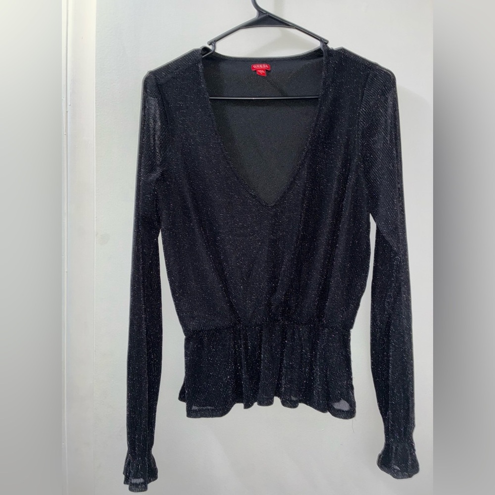 Guess Black and Gold Shimmer Blouse - Picture 2 of 5